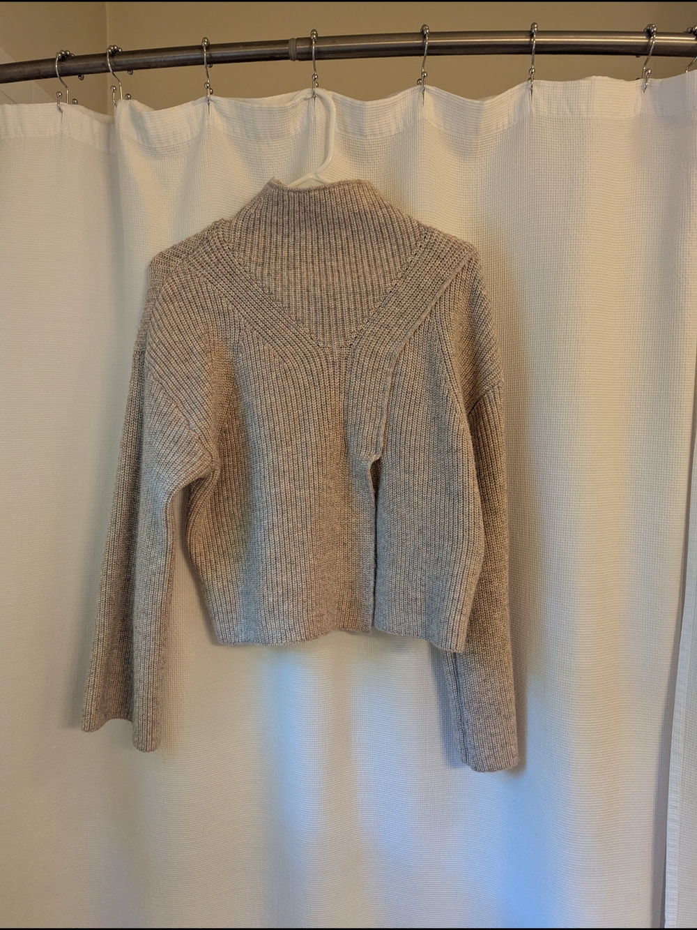 Astr The Label Cropped Ribbed Turtleneck Sweater in Light Taupe